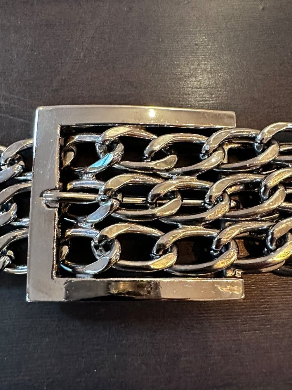 Heavy Silver Chain Metal Belt | Adjustable Belt | Fits Up to 34–35" - Picture 3 of 7